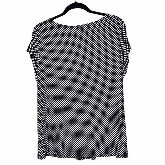Worthington Black Polka Dot Short Sleeve Blouse - Picture 2 of 7